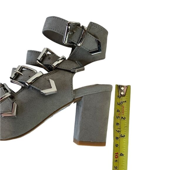 TOP Shop Grey Genuine Suede Chunky Heels - Picture 10 of 10